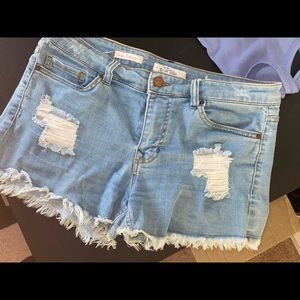 Ripped jean shorts